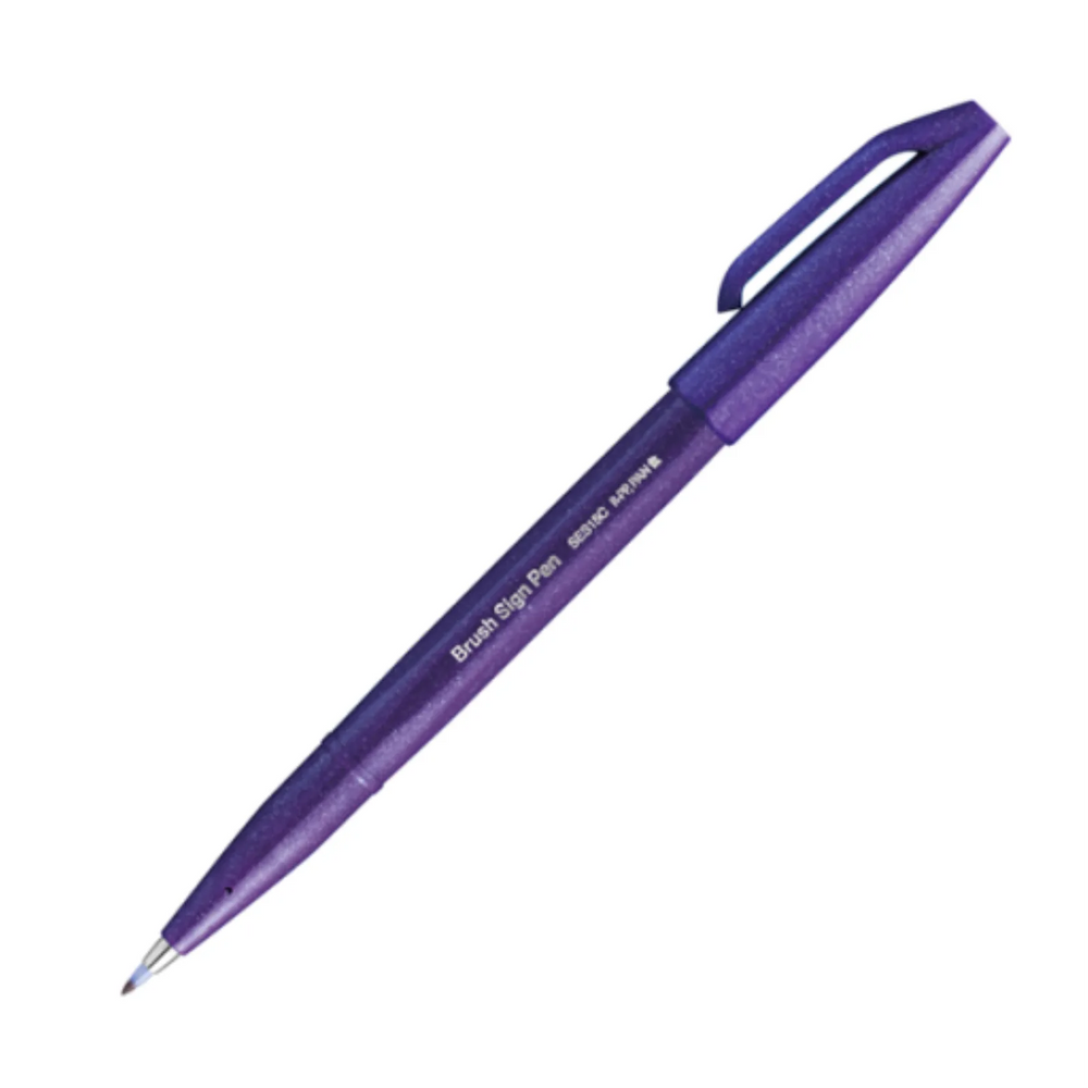 Pentel Arts Brush Sign Pen, Flexible Brush Tip, Violet Ink