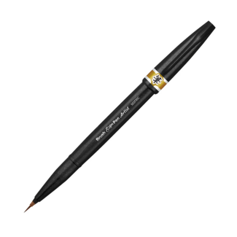 Pentel Arts Brush Sign Pen Artist, Ultra Fine Brush Tip, Yellow Ochre Ink
