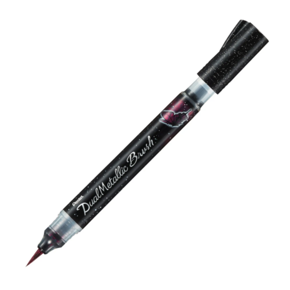 Dual Metallic Brush, Black and Metallic Red, 1PC Pack