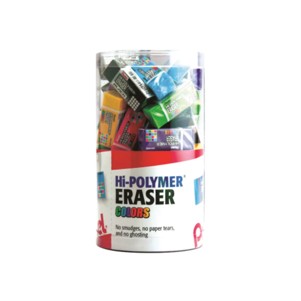 Hi-Polymer Eraser Colours, Small Assorted Colours, 48 Piece Canister Display