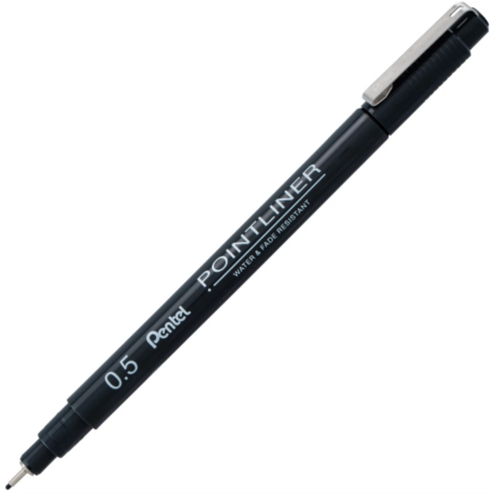 Pentel Arts Pointliner Pen, 0.5mm, Black Ink