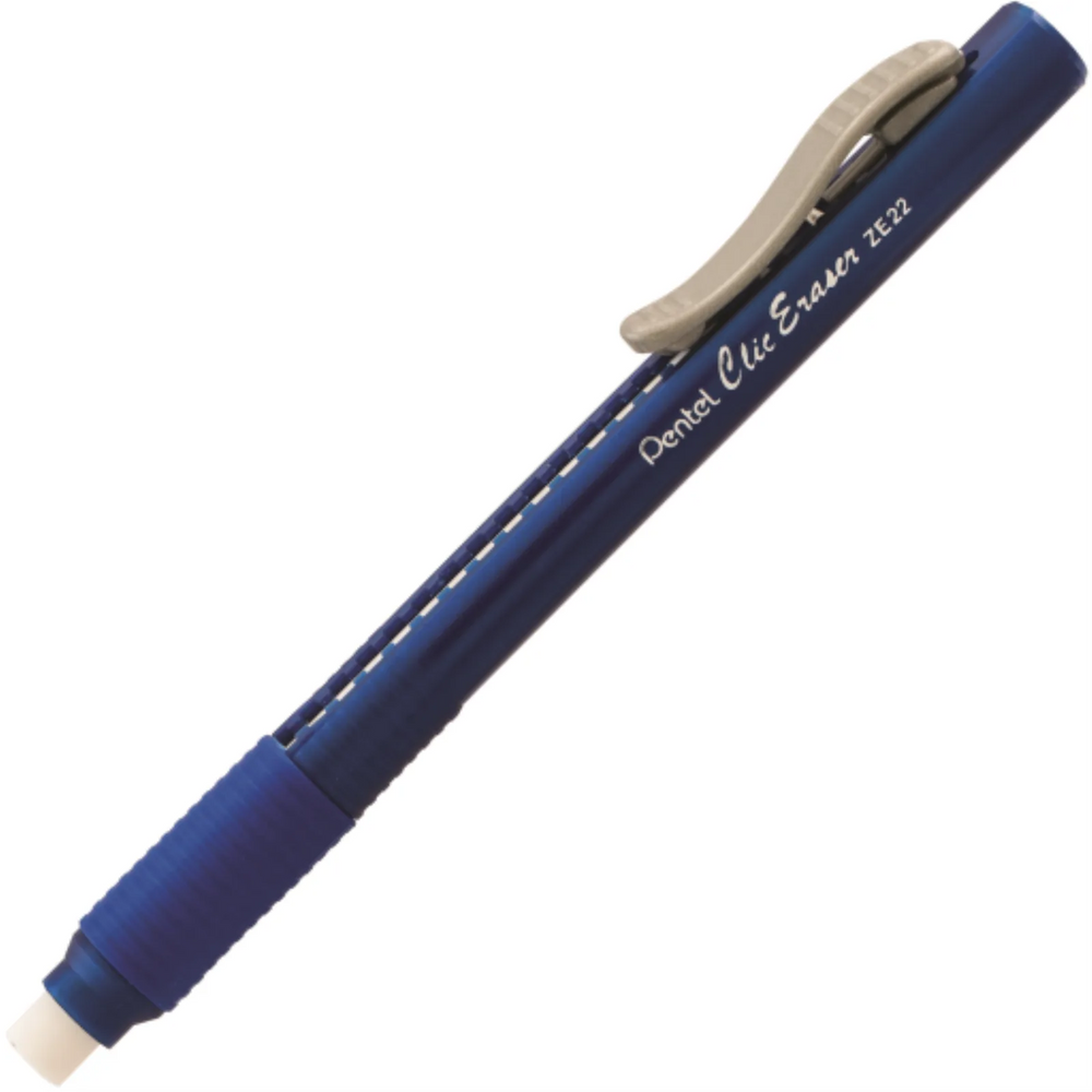 Clic Eraser Grip Retractable Eraser with Grip, Blue Barrel