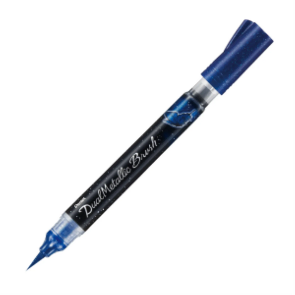 Dual Metallic Brush, Blue + Metallic Green Ink, 1PC Pack