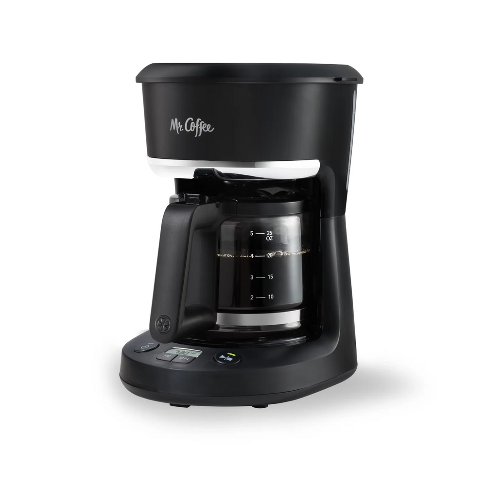 Mr. Coffee 5-Cup Programmable Coffee Maker, 25 oz. Mini Brew, Space-Saving Coffee Machine, Black