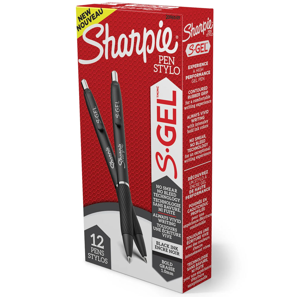Sharpie S-Gel, Gel Pen, Bold Point (1.0 mm), Black Ink Gel Pen, 1 Unit