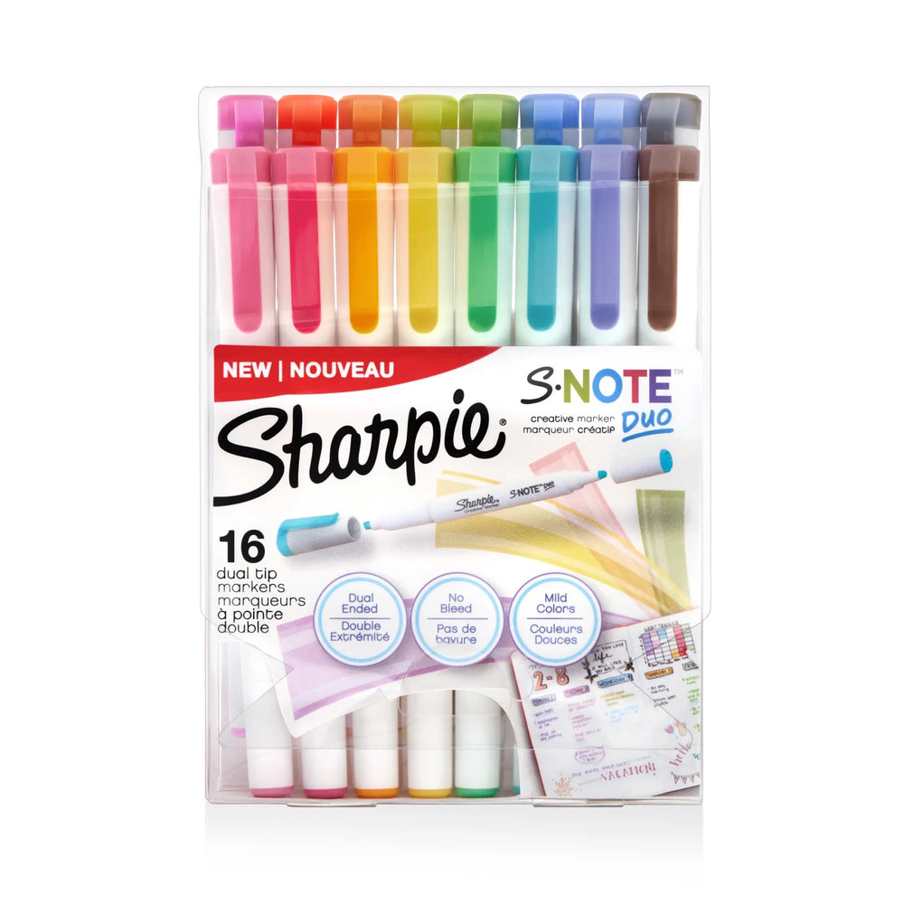 Sharpie S-Note Duo Dual-Ended Creative Markers, Part Highlighter, Part Art Marker, Assorted Colours, Fine and Chisel Tip