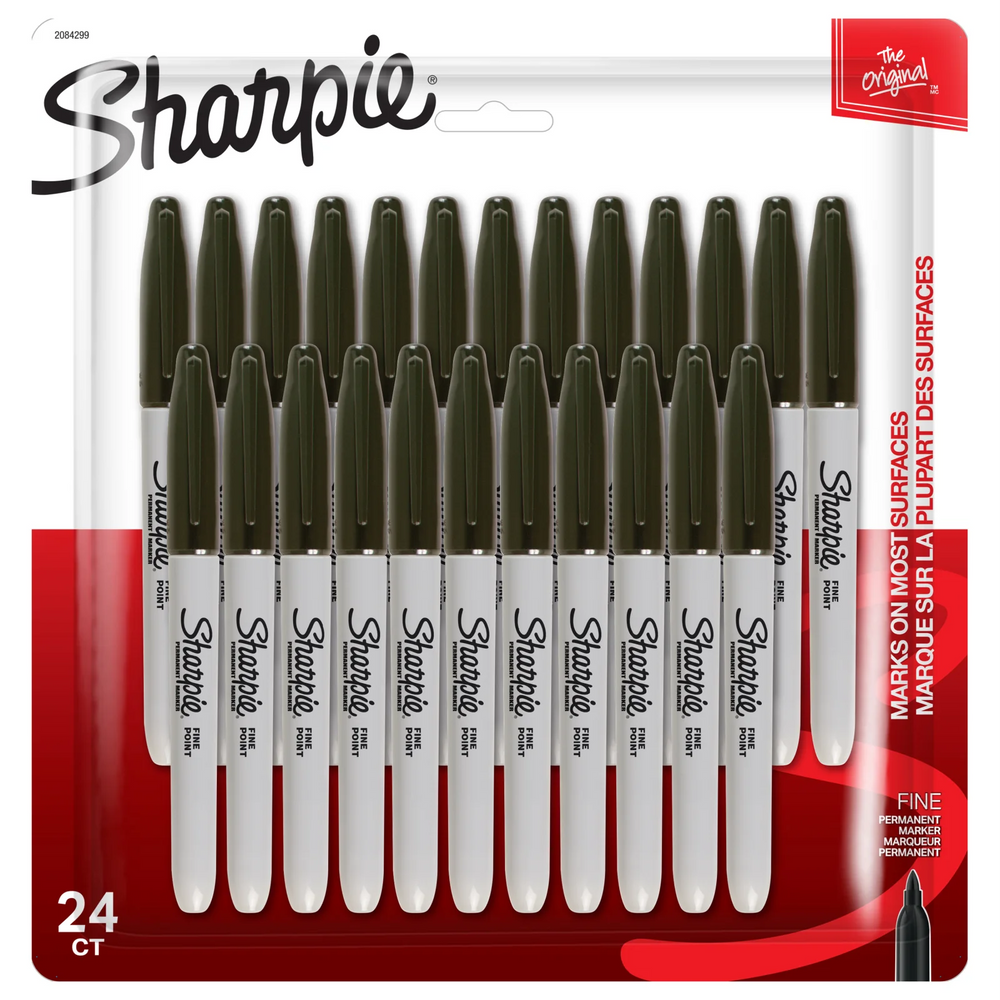 Sharpie Permanent Markers, Fine Point, Black, 24 Count