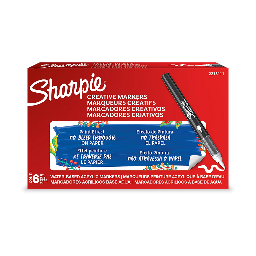 Sharpie Creative Marker, Water-Based Acrylic Marker, Brush Tip, White, 1 Unit