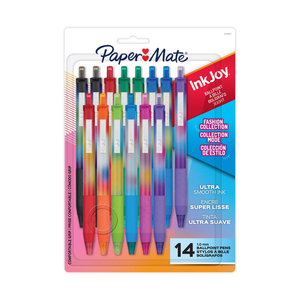 Paper Mate InkJoy 300RT Ballpoint Pens, Colourful Pens with Fashion Wraps, Retractable, Medium Point, Assorted Colours,