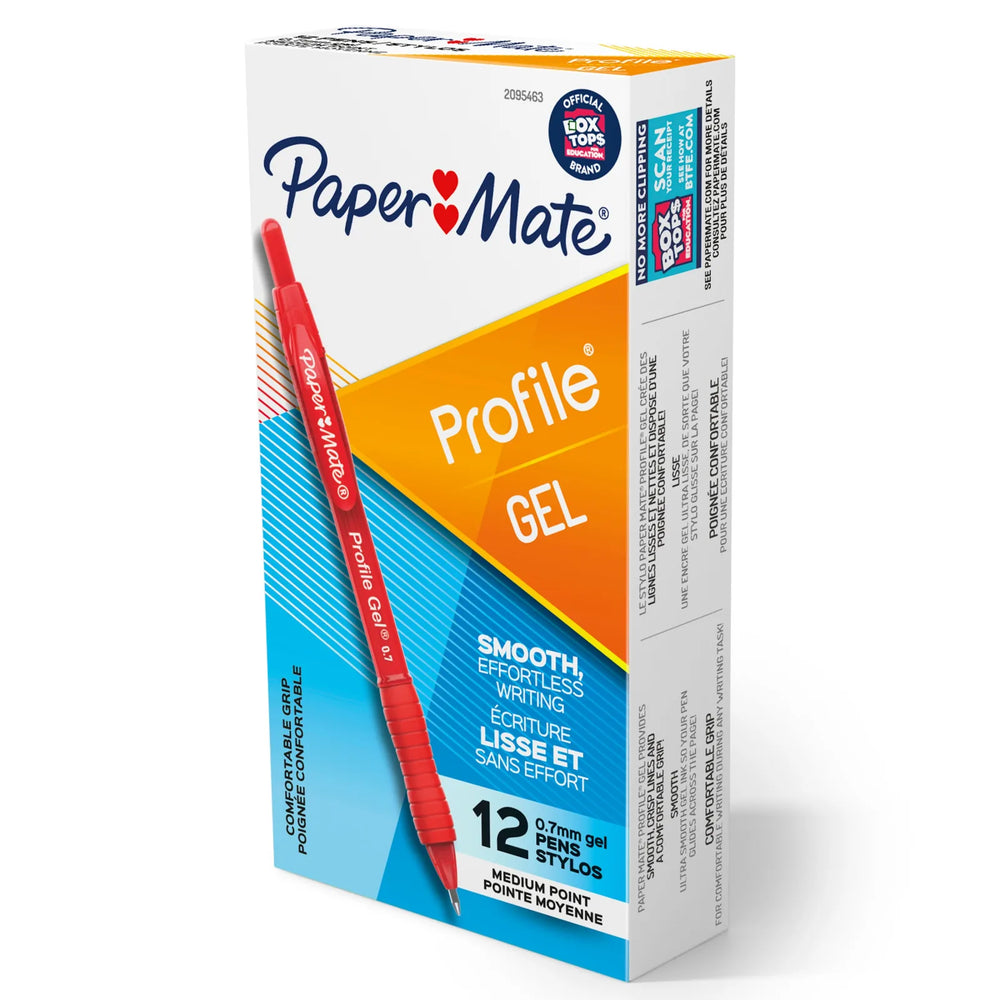 Paper Mate Gel Pen, Profile Retractable Pen, Medium Point (0.7 mm), Red, 1 Unit