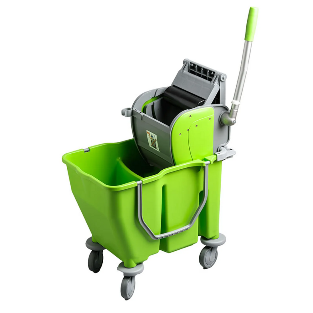 Double Bucket Only W/Wheels /Including Wringer Support Green & Roller Winger Green