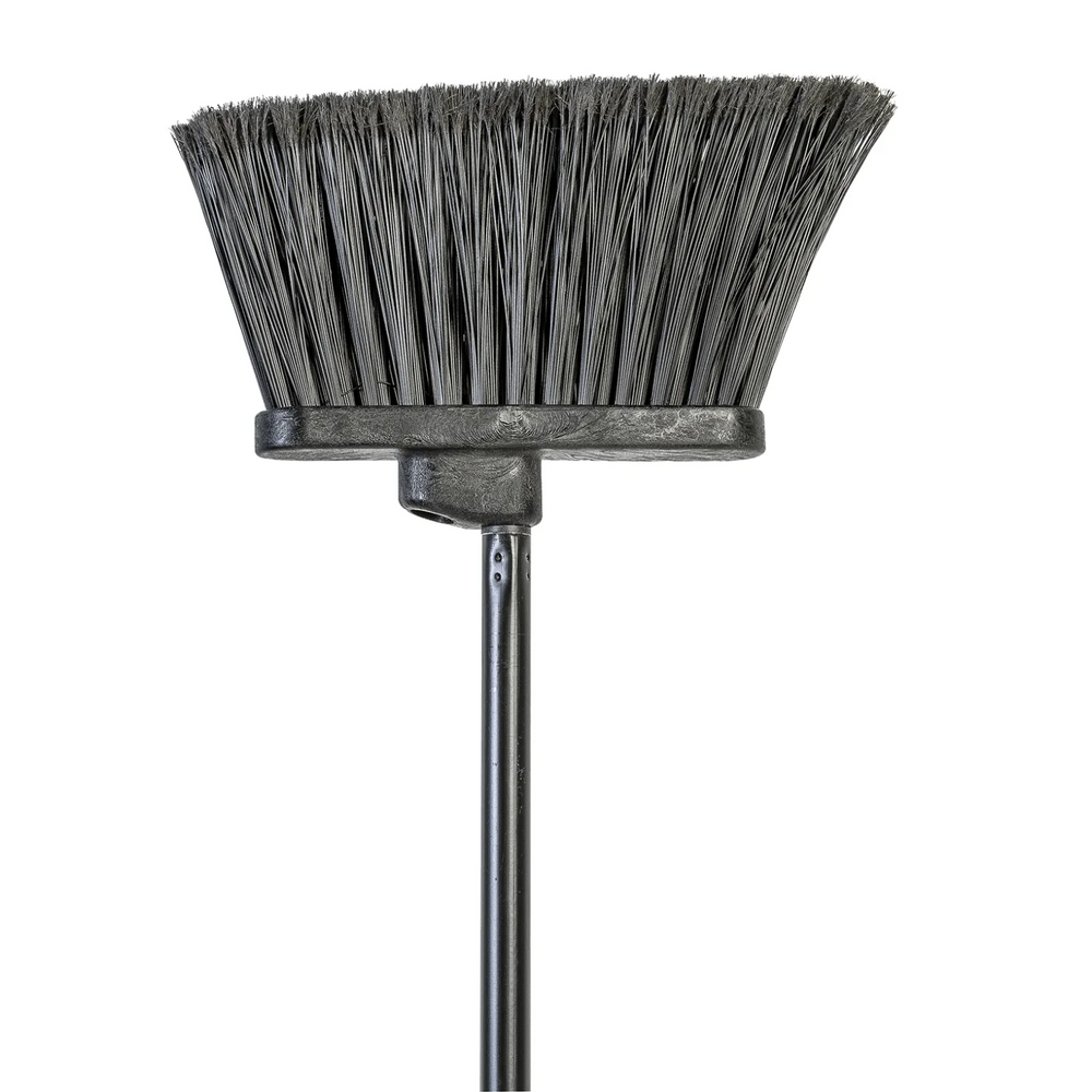 9" Duo-Angle Angle Broom Flagged Black w 48" Metal Handle