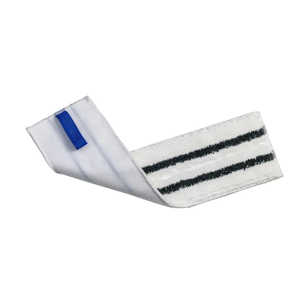 MicroStrip Velcro Flat Mop MicroFiber Pad 40cm/16" white/w/Black scrubber strip