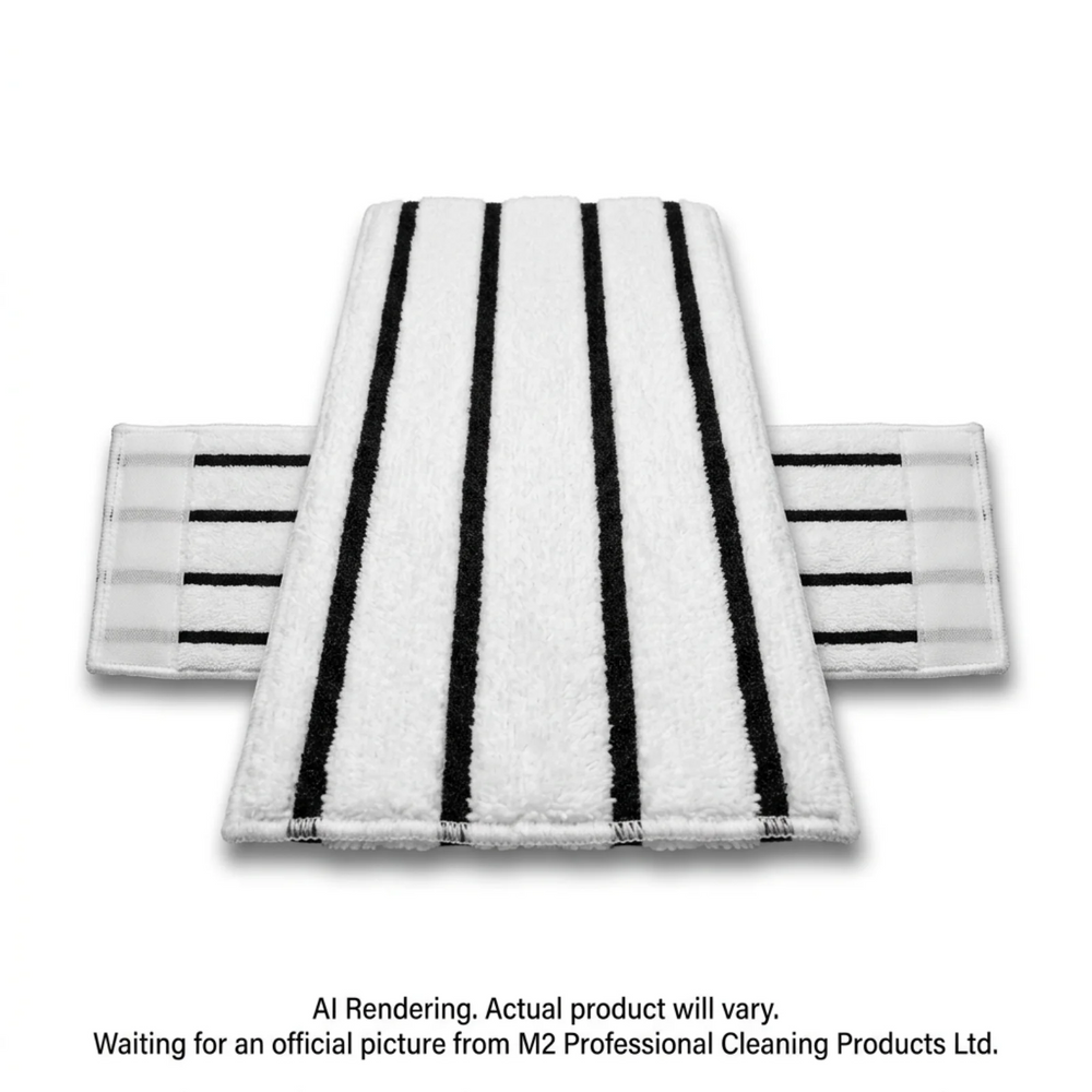 MicroStrip Velcro Flat Mop MicroFiber Pad 45cm/18" white/w/Black scrubber strip