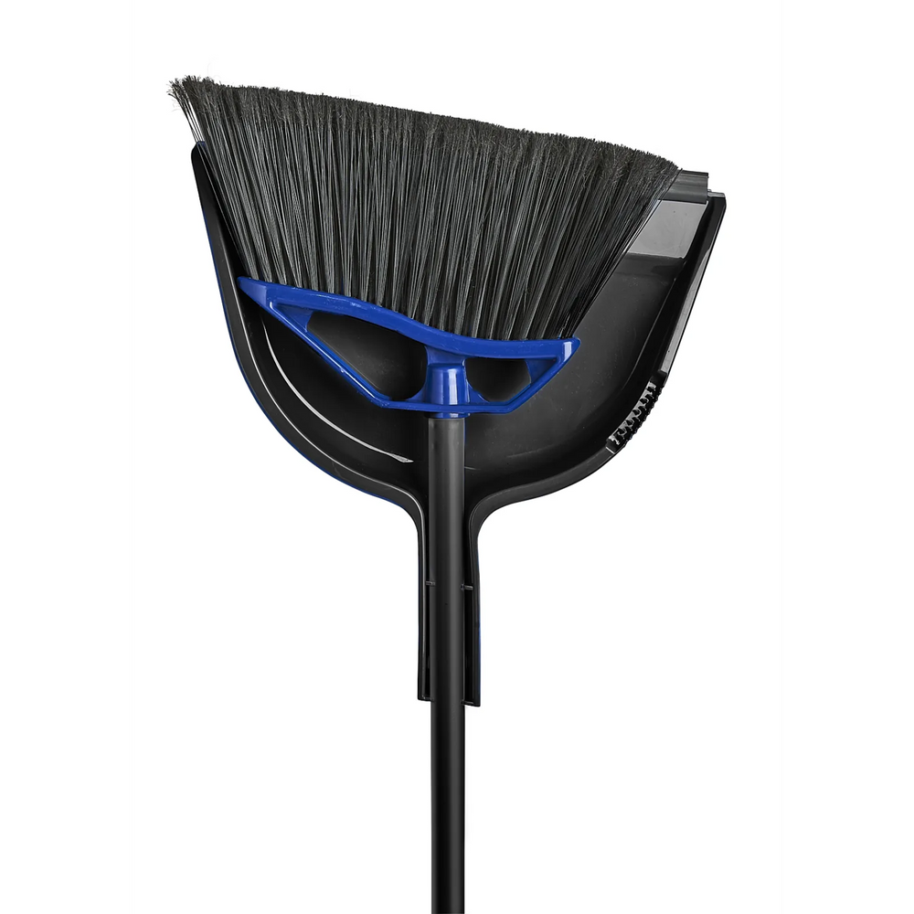 12" Mars Angle Broom Blue/Black w/48" Handle & w/13"Clip On Dust pan