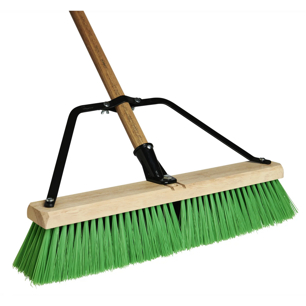 18”/45 cm BullDog Stiff Sweep Push Broom - Green - Assembled