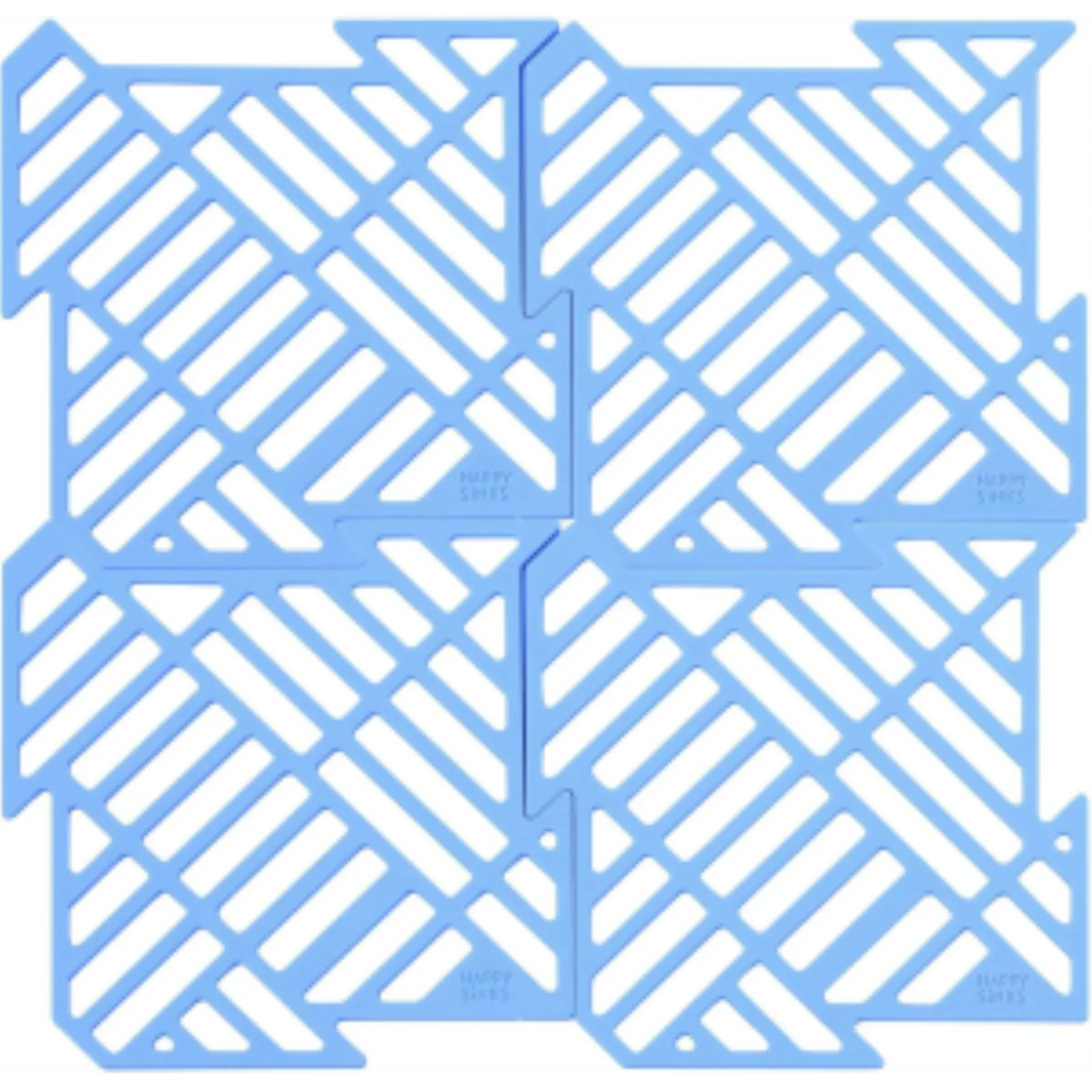 Happy Sinks 4-Piece Modular Puzzle Sink Mat - Lake Blue Silicone