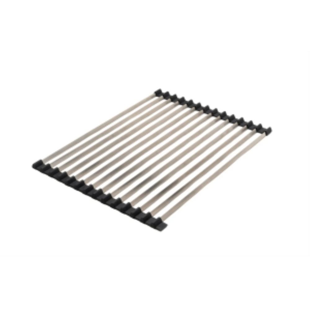 Happy Sinks Roll-Up Dish Drying Rack – Stainless Steel & Silicone (46 x 32 cm)
