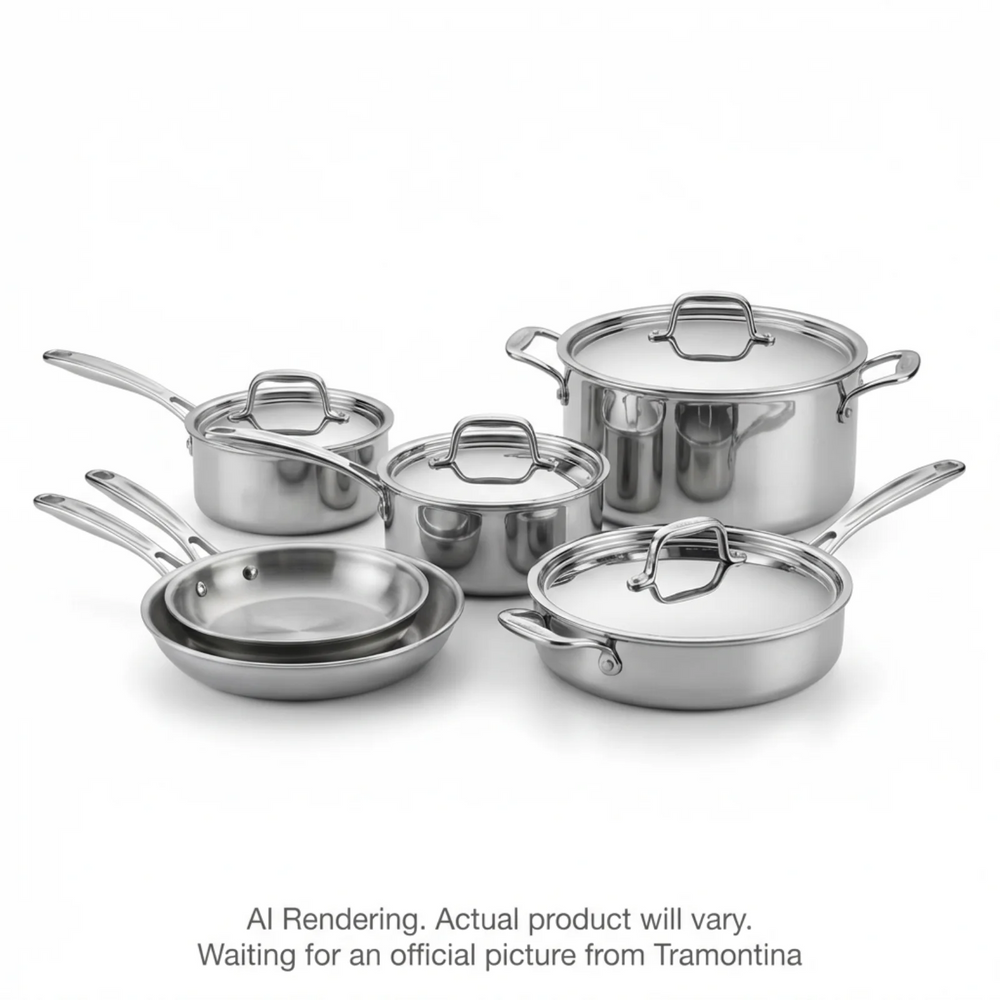 Tramontina Signature Tri-Ply Clad Stainless Steel Cookware Set, 10 Pc