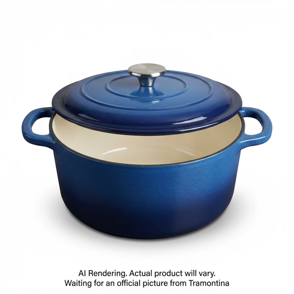 Tramontina Bestow 5.5 Quart Enameled Cast Iron Covered Round Dutch, Dark Blue