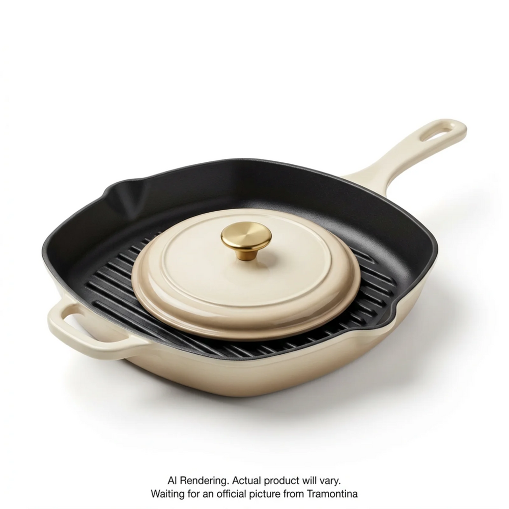 Tramontina 11 In Grill Pan With Press - Latte