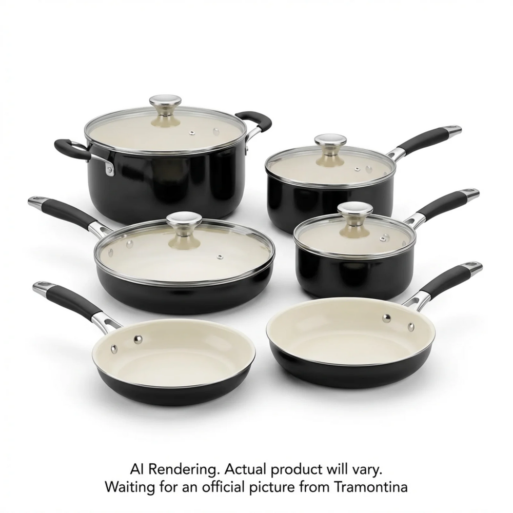Tramontina 10Pc Cw Set-Al Ind-Pe-Cer-Blk-Mas