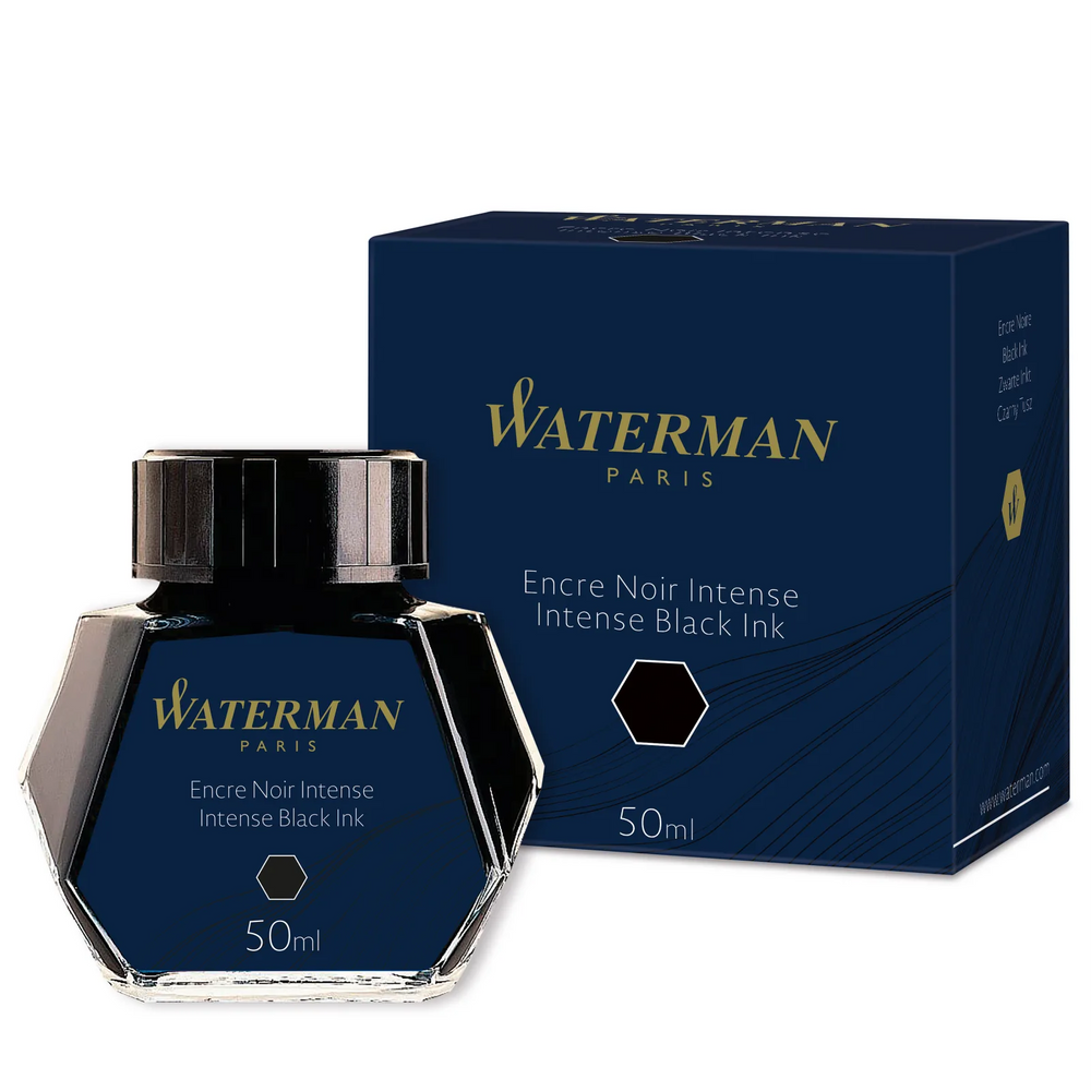 Waterman Fountain Pen Ink, Intense Black, 50ml Bottle