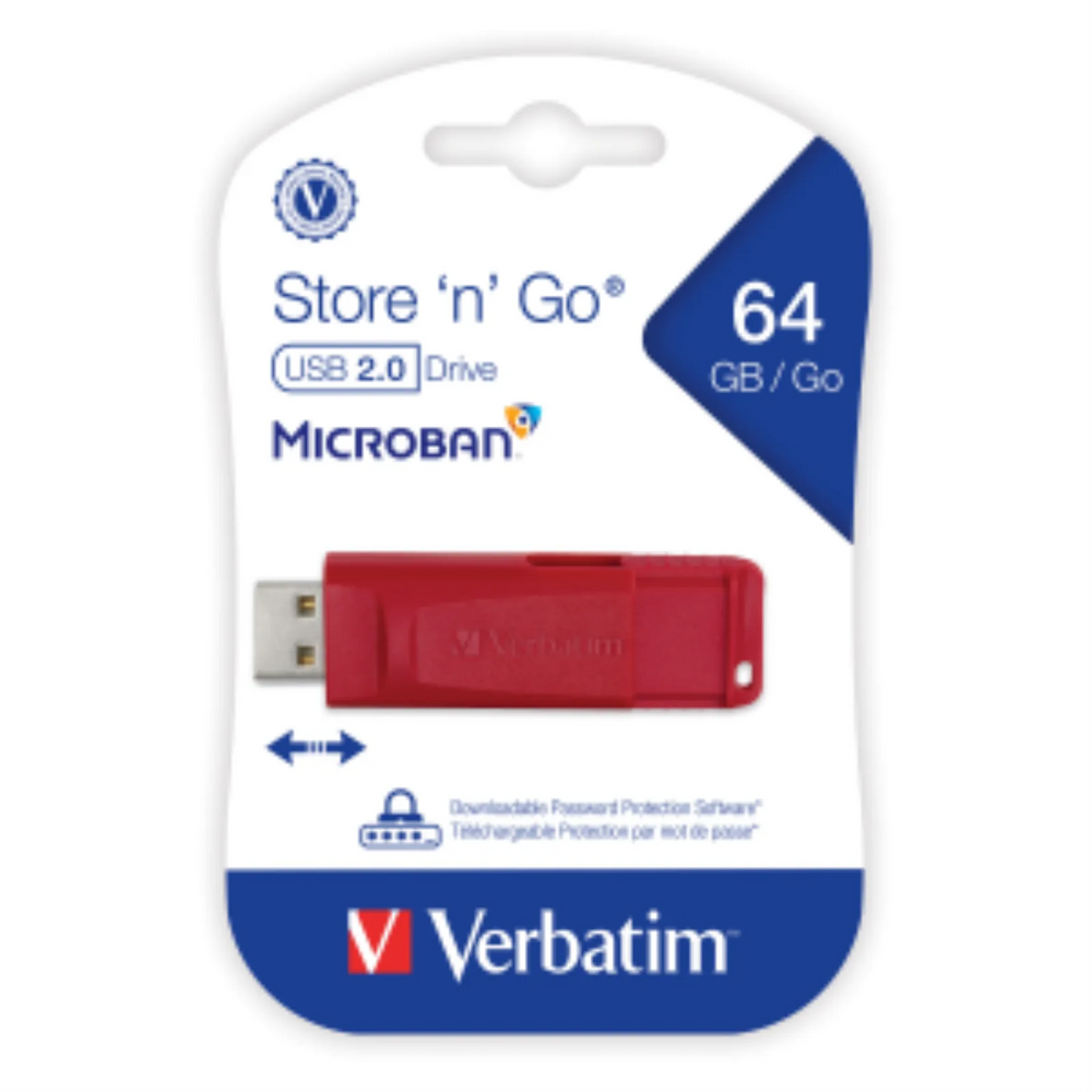 Verbatim 64GB SnG USB Drive Red Retract