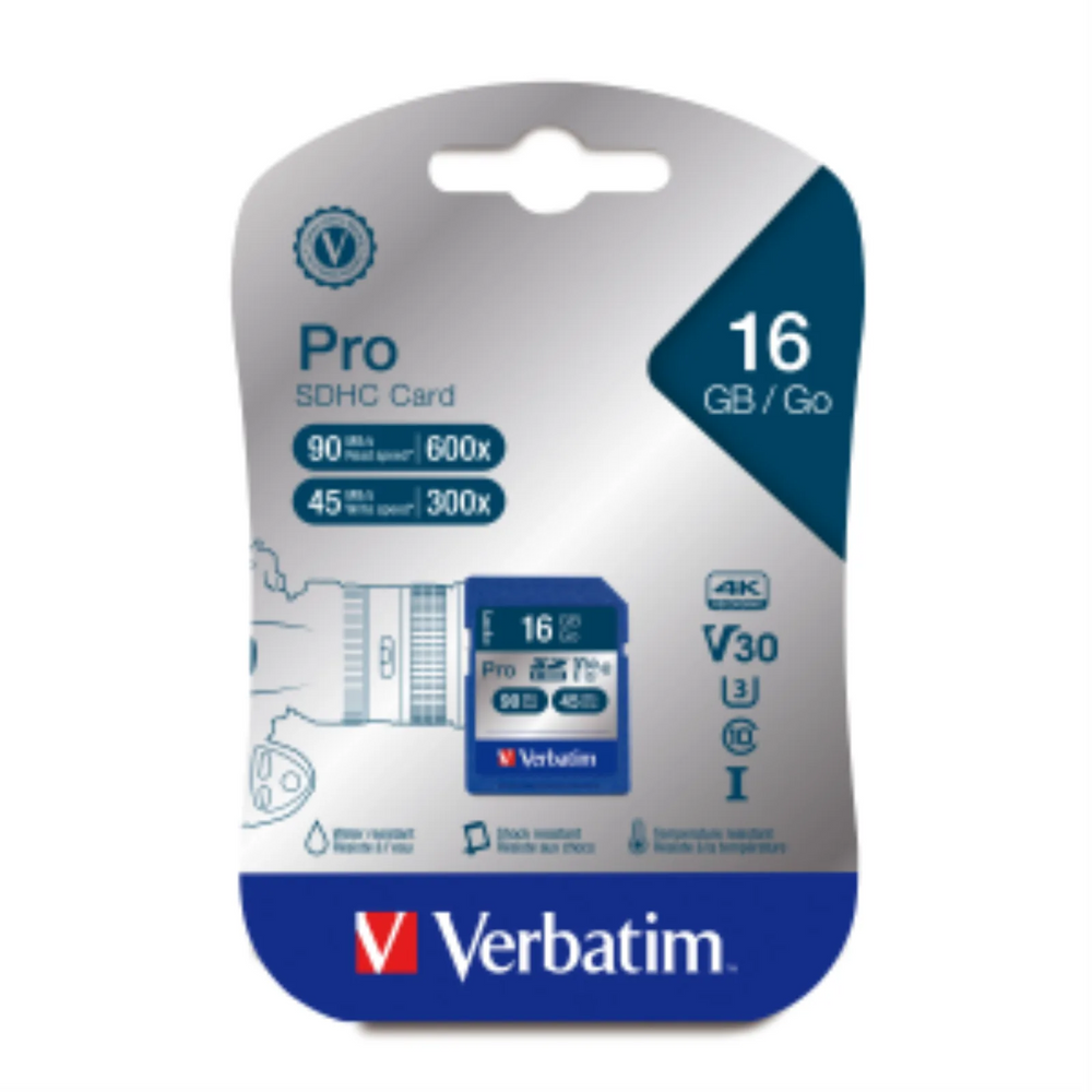 Verbatim 16GB Pro 600X SDHC UHS-1 V30 U3 Cls 10