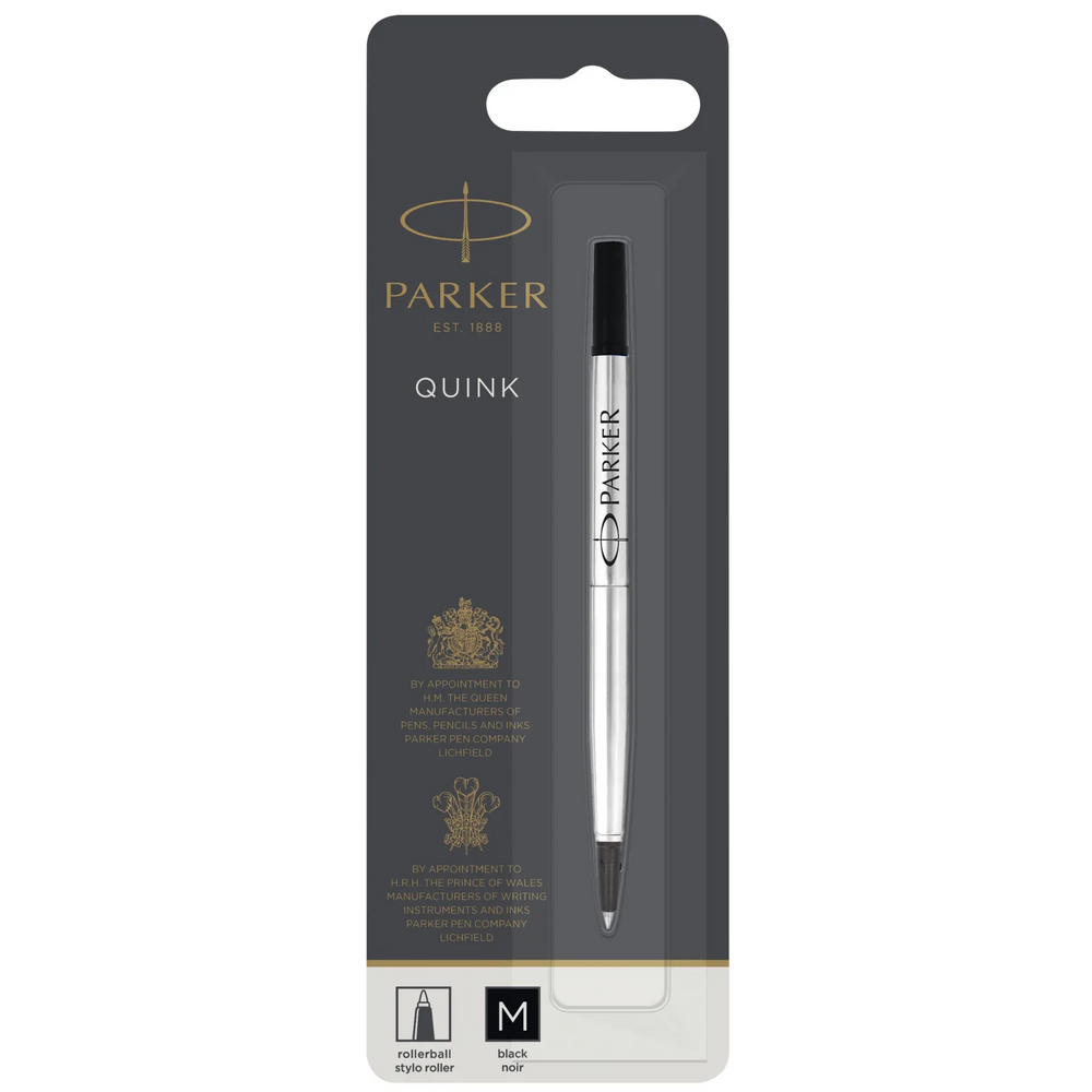 Parker Rollerball Pen Refill, Medium Point, Black QUINK Ink, 1 Count