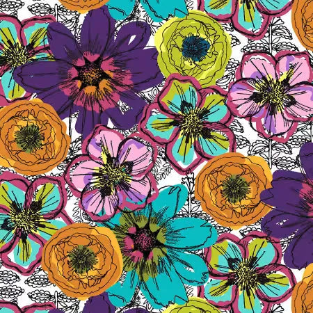 Wilmington Prints 108" Wide Back - White Flower Fields - 55017DW-1DES