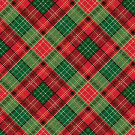 Poinsettias at Christmas - Riley Blake Designs - Multi Plaid - CF17633R-MULTI