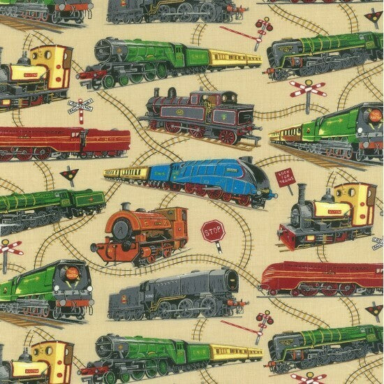 Loco-Motion by Nutex - Allover Steam Locomotive — Cottage Quilting Ltd.