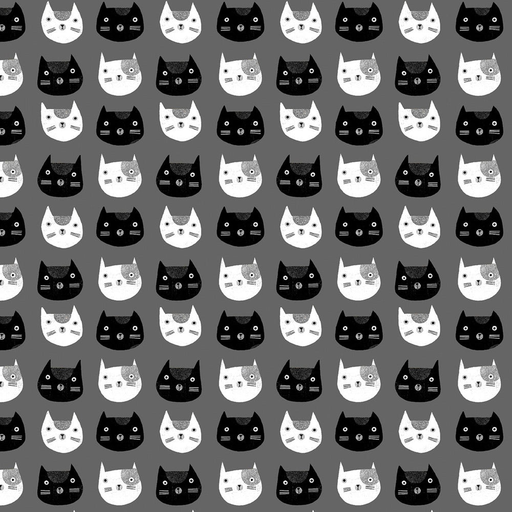 Cosmo Cat Heads - Charcoal — Cottage Quilting Ltd.