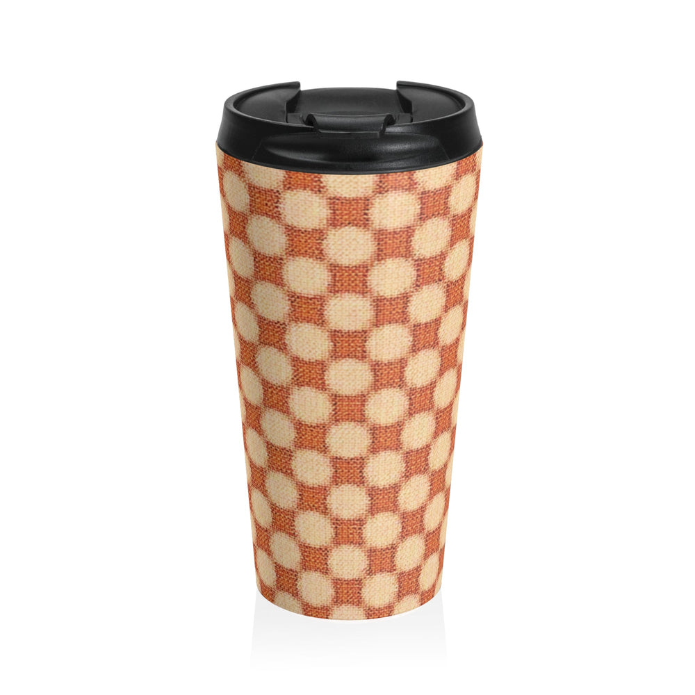 Mug de voyage rétro à damier — Gobelet isotherme en acier inoxydable à carreaux orange vintage