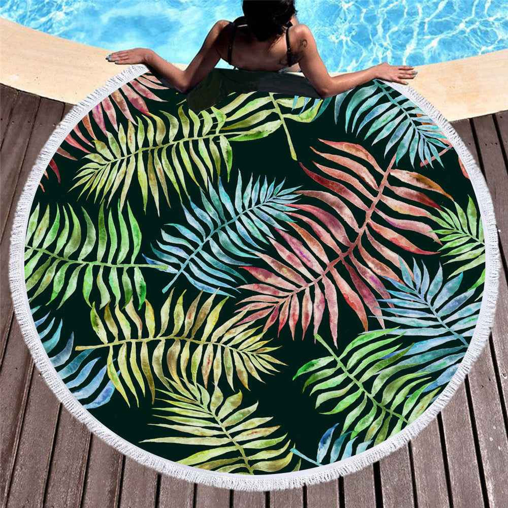 Serviette de plage ronde à imprimé floral