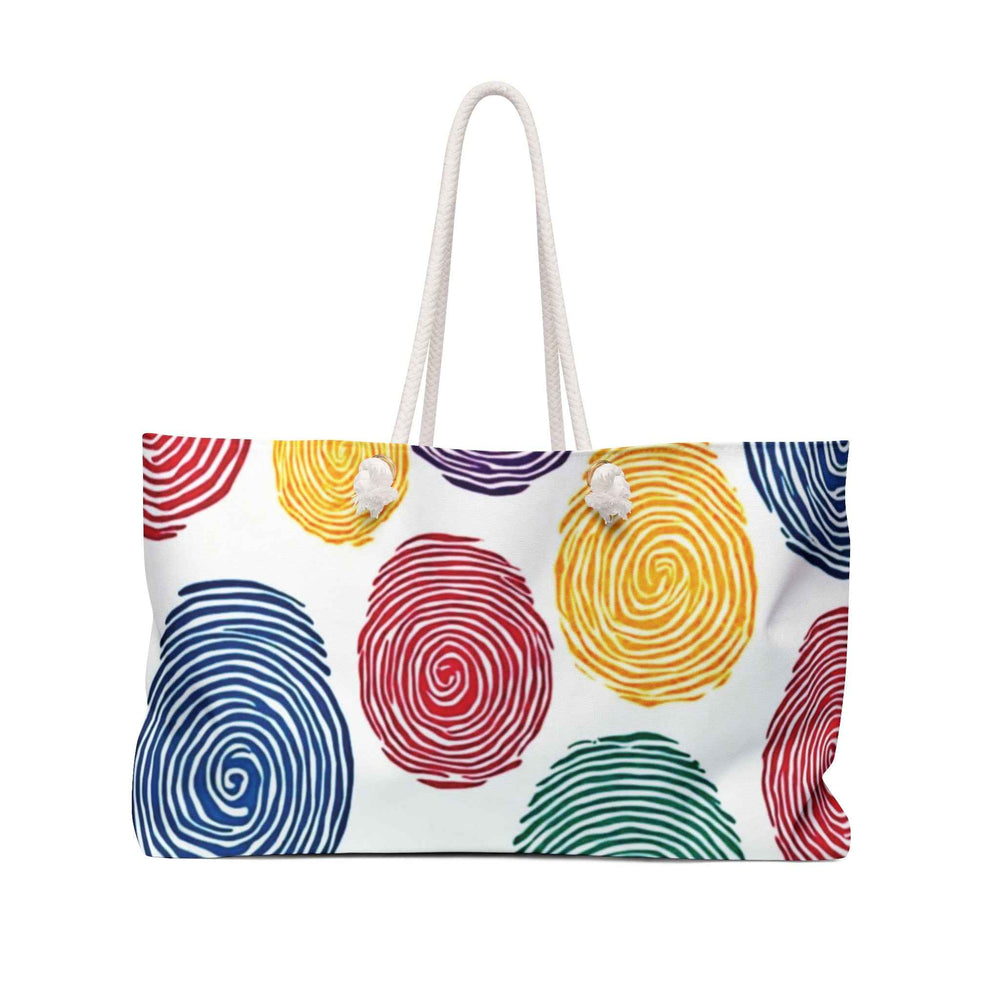 Colorful Fingerprint Pattern Weekender Bag | Multicolor Swirl Travel Tote | Mother's Day| Busy Mom Carryon