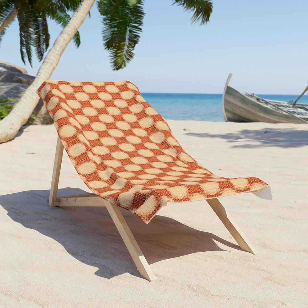 Retro Checkerboard Beach Towel – Orange Vintage Geometric Pattern
