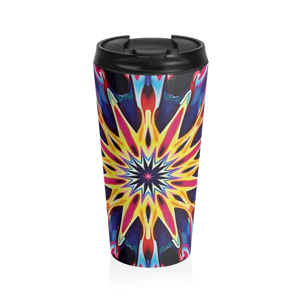 Tasse de voyage en acier inoxydable Mandala Kaléidoscope — Gobelet psychédélique coloré