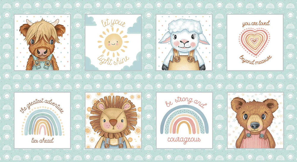 Boho Buddies - Bleu sarcelle clair Panneau animal - 1723P-16
