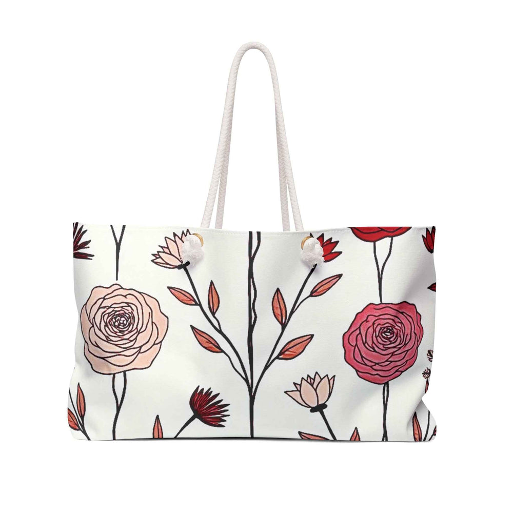 Floral Weekender Bag | Red Blush Hand Drawn Travel Tote | Mom Gift