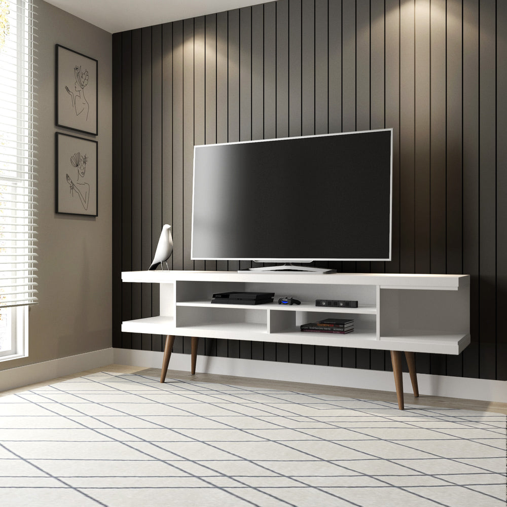 Eureka Modern 70.47" TV Stand with 4 Shelves - White