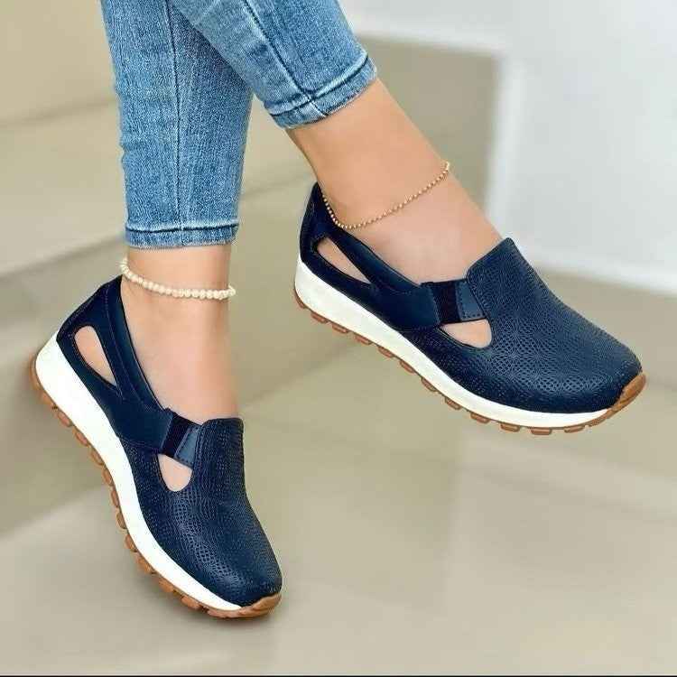 Chaussures plates décontractées pour femmes taille plus, à enfiler, style coréen, à semelle épaisse et polyvalentes