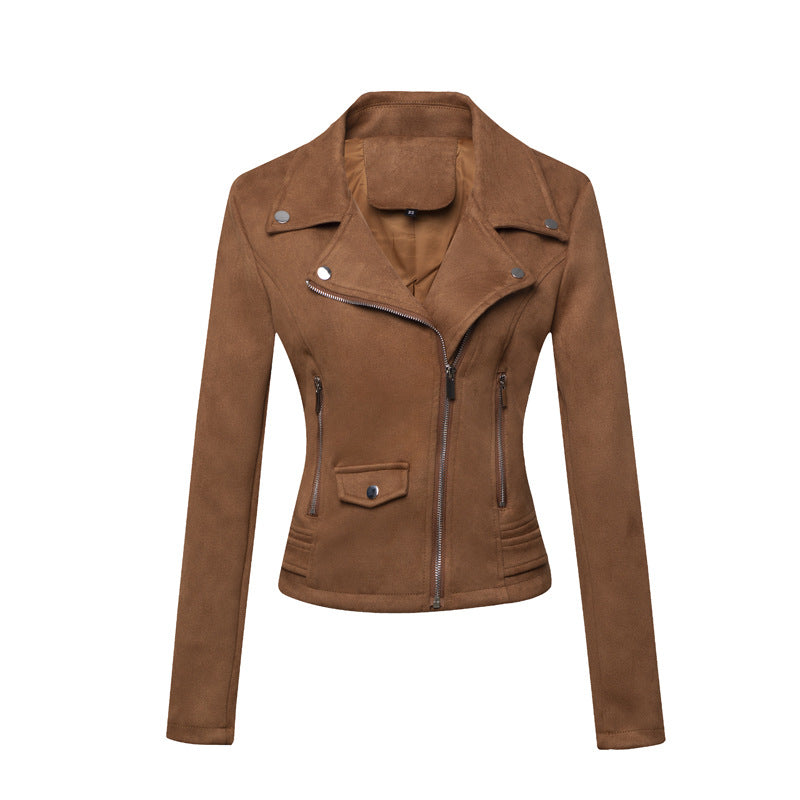 Veste courte style moto pour femme en suède – Conçue pour les déplacements