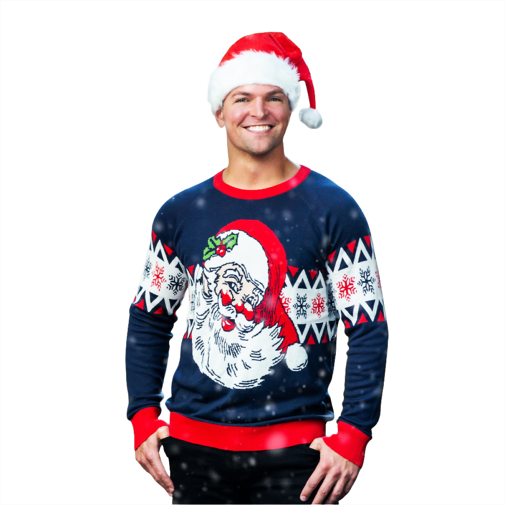 Pull vintage à l'effigie du Père Noël rieur