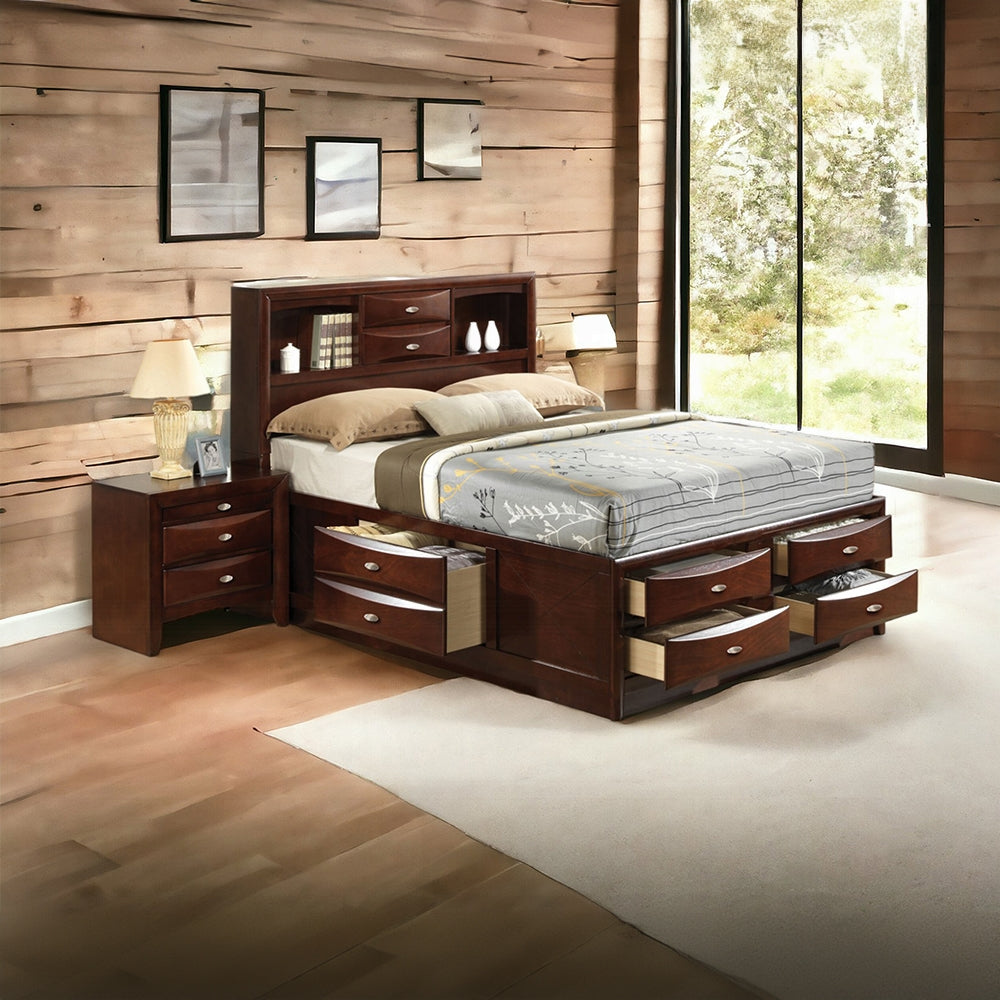 Lit plateforme de rangement multi-tiroirs Neend - Espresso