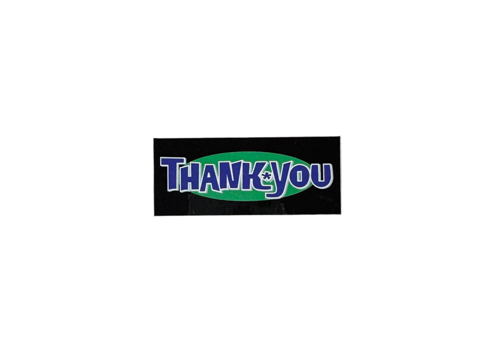 Autocollant « Logo BD » Merci – Vert/Bleu