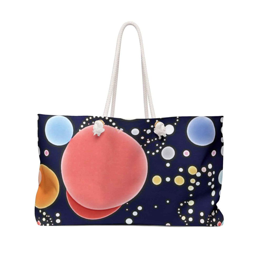 Colorful Bubbles Pattern Weekender Bag | Abstract Dot Galaxy, Large Tote Bag