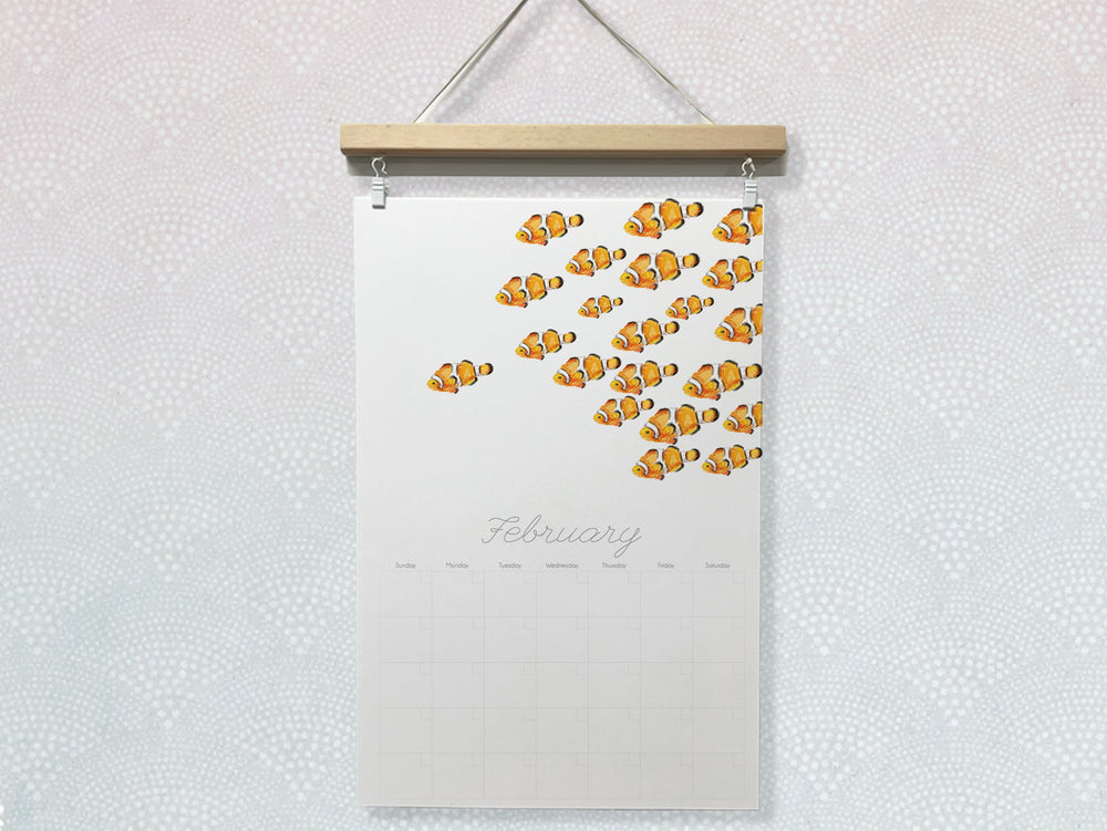 CALENDRIER MURAL EXTRA LARGE SANS DATE avec support magnétique pour affiche - OCÉAN
