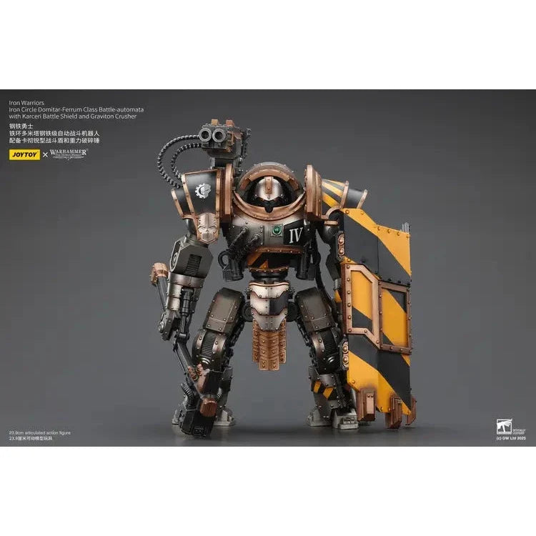 JOYTOY - Iron Warriors Domitar-Ferrum Class Battle-automaton avec Bouclier de Combat Karceri et Broyeur Graviton